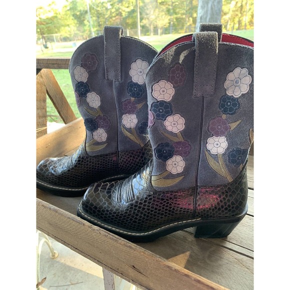 Ariat Shoes Ariat Womens Doll Baby Suede Floral Snakeskin Square